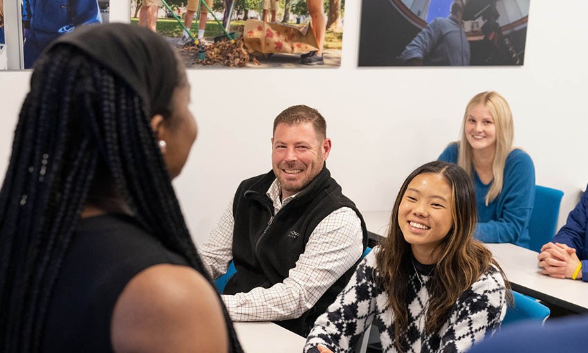 Classroom Discussions A group of Villanova students talking together during class