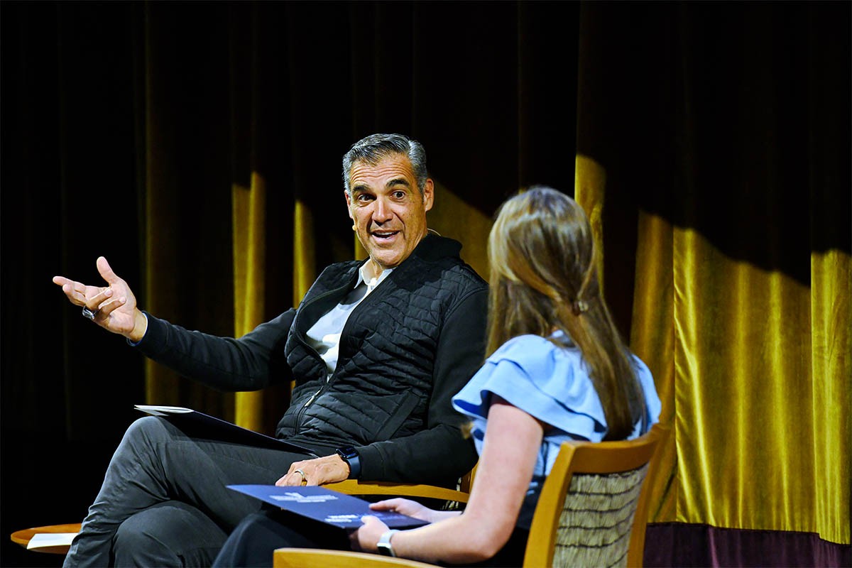 Jay Wright speaking at an Ignite Your Strengths event