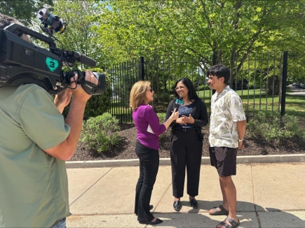 Jaisy Joseph, assistant professor of Systematic/Constructive Theology, and rising junior Amos Colocho discuss the excitement throughout campus in the hours following the annoucement of Poe Leo XIV.