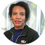 Woman in black jacket