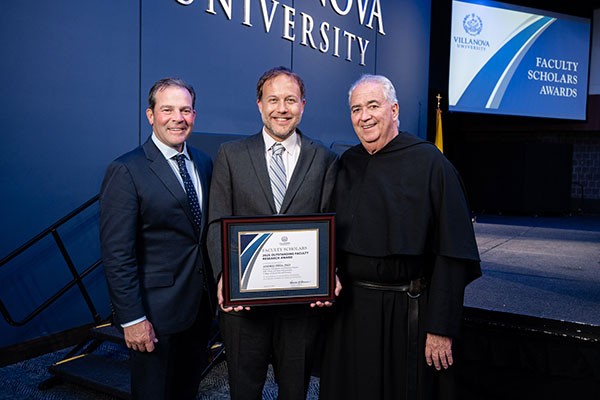 Patrick G. Maggitti, PhD, Provost, Andrej Prša, PhD and University President the Rev. Peter M. Donohue, OSA