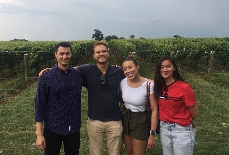 Steven Chaplar ’19, David Secor ’19, Claudia Espinoza ’19 CLAS and Creighton Ward (a student from Bryn Mawr College)