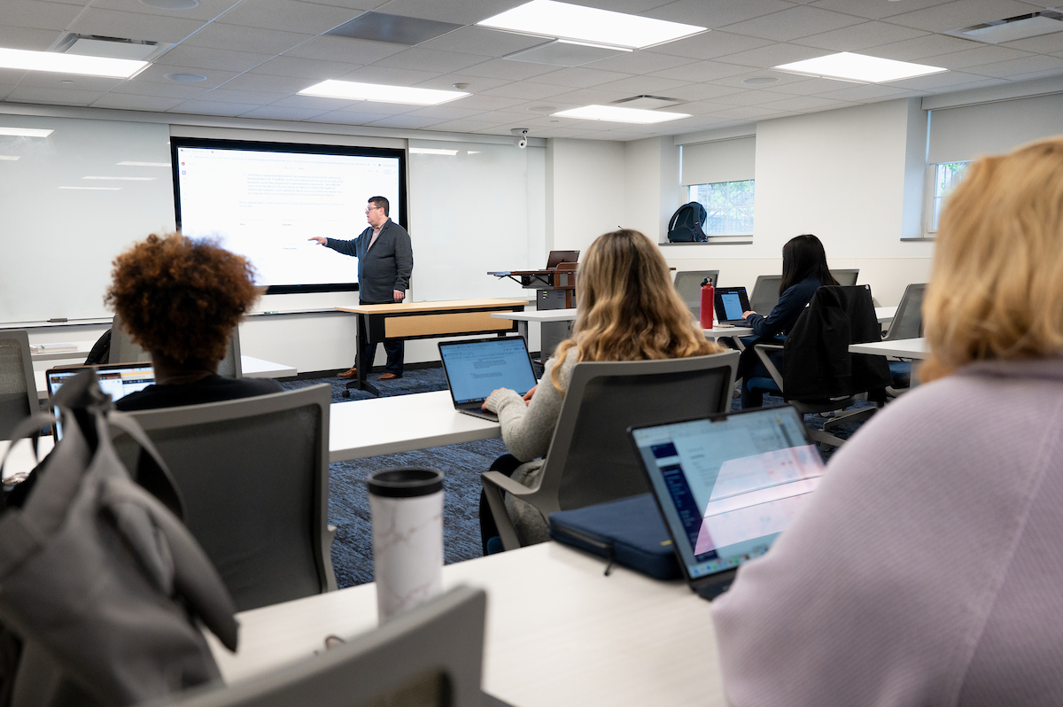 professor teaching a paralegal class