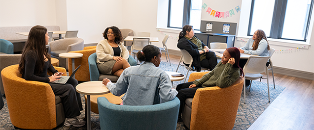 Image of the Villanova community having a collaborative discussion